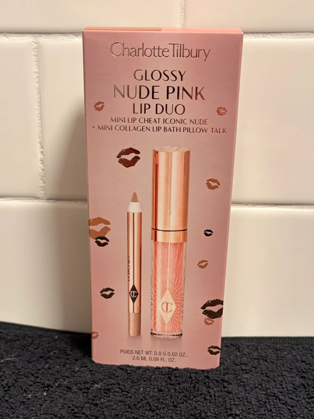 Charlotte Tilbury Glossy Nude Pink Lip Duo Set (Iconic Nude/Pillow Talk) - New